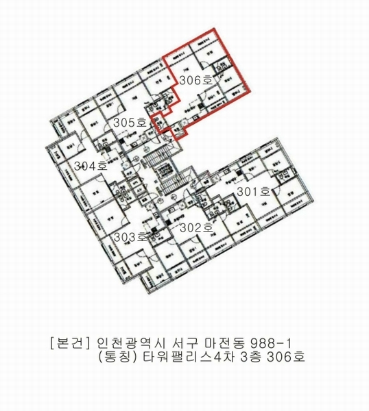 2025타경504111 인천광역시 서구 검단로 520, 타워팰리스4차 3층 306호 다세대(빌라)[공급23평형] 경매 이미지