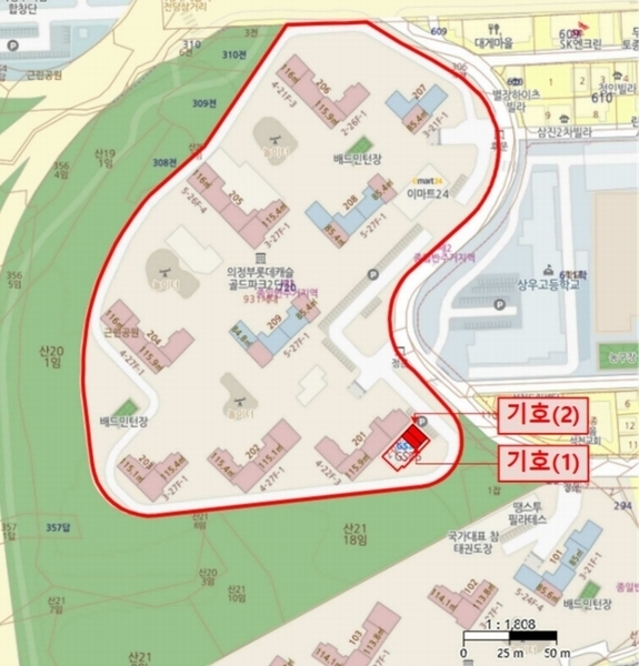 2024타경842 경기도 의정부시 범골로63번길 31, 의정부롯데캐슬골드파크2단지 223동 지하1층 203호외1개호 근린상가 경매 이미지