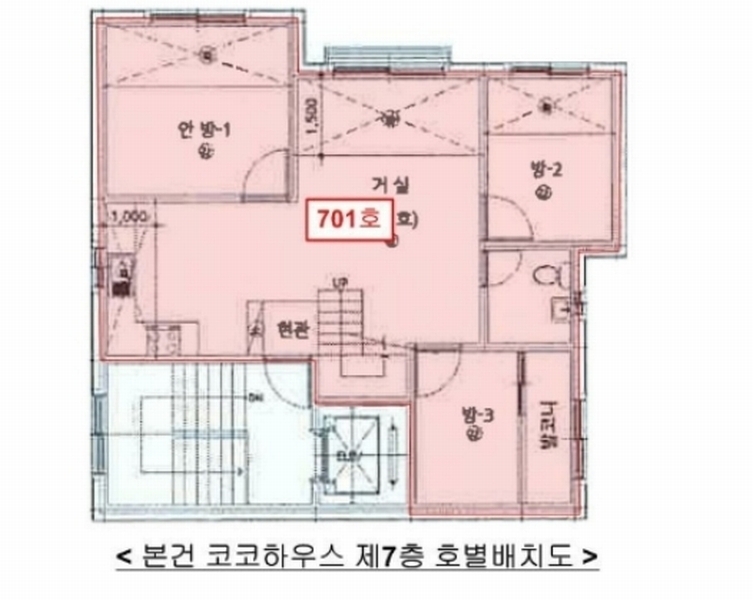2024타경56060 서울특별시 서대문구 연희로31길 19, 코코하우스 7층 701호 다세대(빌라)[공급18평형] 경매 이미지