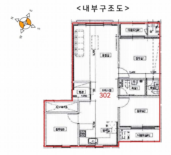 2025타경508055 인천광역시 서구 완정로 136, 우주마루 3층 302호 오피스텔[계약43평형] 경매 이미지