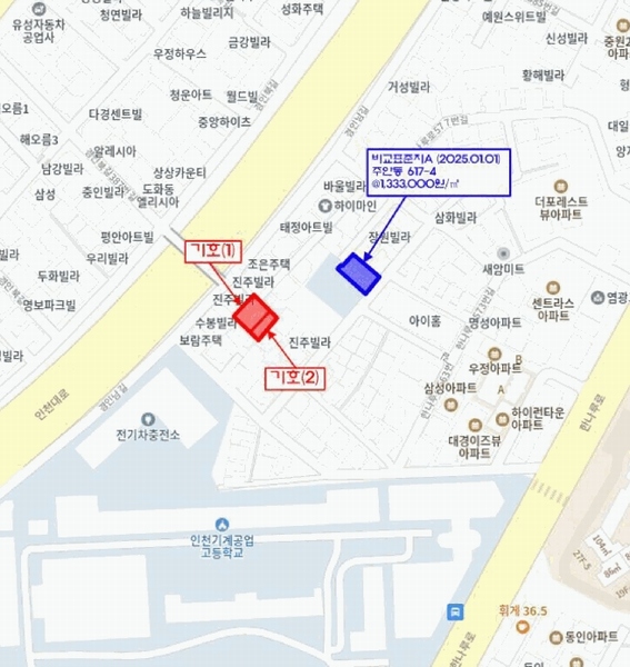 2025타경508545 인천광역시 미추홀구 주안동 614-3 대지 경매 이미지