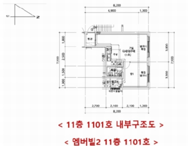 2025타경508682 인천광역시 미추홀구 미추홀대로597번길 106, 엠버빌2 11층 1101호 다세대(빌라)[공급11평형] 경매 이미지