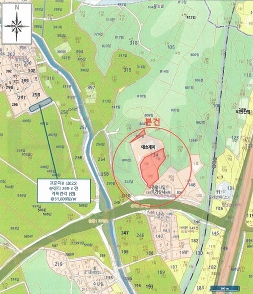 2025타경1125 충청북도 증평군 도안면 송정리 805 임야 경매 이미지