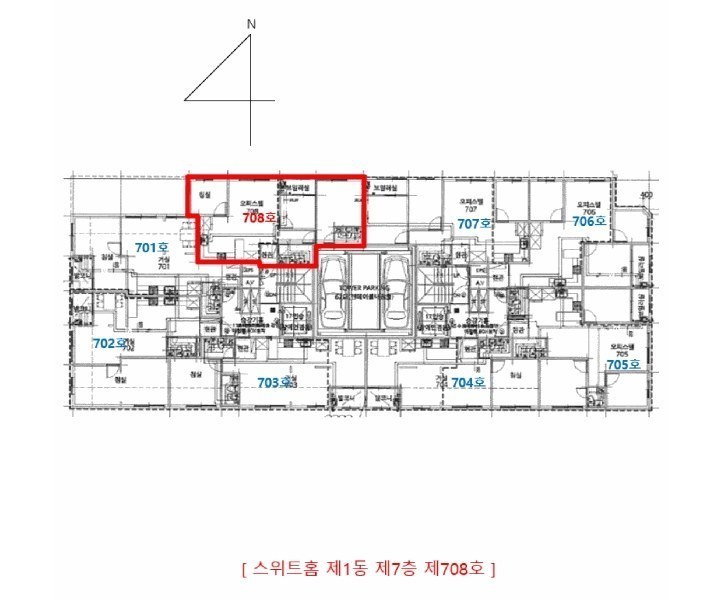 2025타경505008 인천광역시 부평구 장제로 100, 스위트홈 1동 7층 708호 오피스텔[계약24평형] 경매 이미지