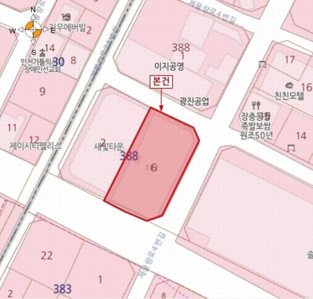 2022타경528840 인천광역시 미추홀구 제물량로24번길 33, 새빛타운 102동 4층 403호 오피스텔 경매 이미지
