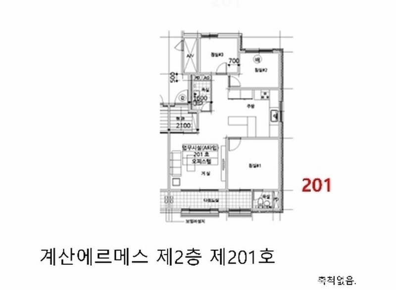 2024타경574434 인천광역시 계양구 계산천동로7번길 11, 계산에르메스 2층 201호 오피스텔[계약33평형] 경매 이미지