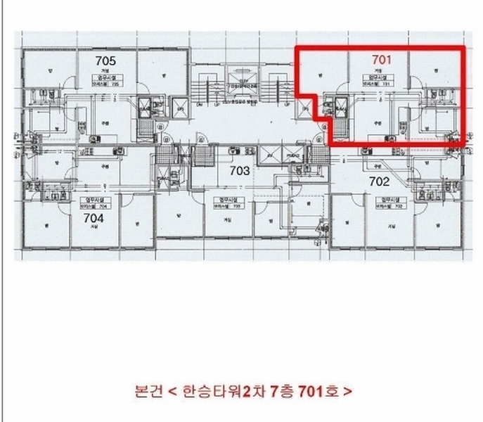 2024타경574878 인천광역시 부평구 부흥로328번길 20-10, 한승타워2차 7층 701호 오피스텔[계약30평형] 경매 이미지