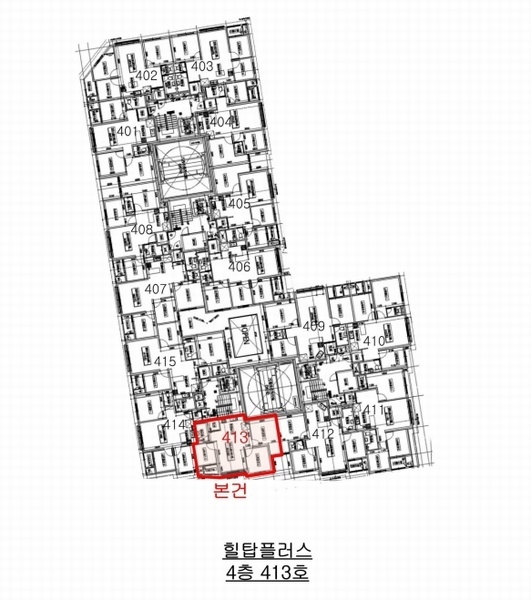 2025타경509876 인천광역시 미추홀구 주안서로 18, 힐탑플러스 4층 413호 오피스텔[계약25평형] 경매 이미지