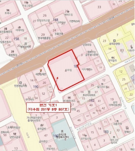 2025타경511933 인천광역시 미추홀구 경인로 38, 다우림 201동 8층 807호 오피스텔[계약33평형] 경매 이미지