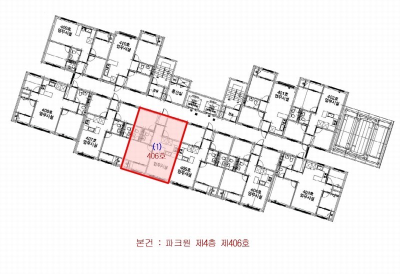 2025타경513586 인천광역시 남동구 석정로497번길 69, 파크원 4층 406호 오피스텔 경매 이미지