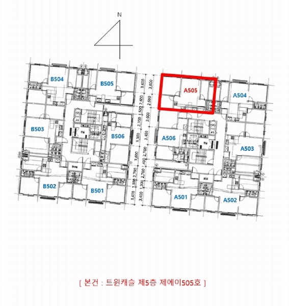 2025타경32809 경기도 부천시 원미구 부일로 515, 트윈캐슬 5층 에이505호 오피스텔[계약30평형] 경매 이미지