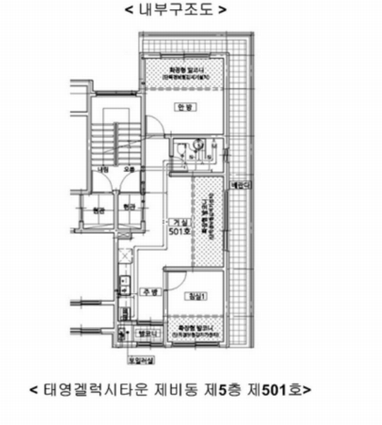 2025타경51630 경기도 안산시 상록구 첨성길 9-9, 태영겔럭시타운 비동 5층 501호 다세대(빌라)[공급12평형] 경매 이미지