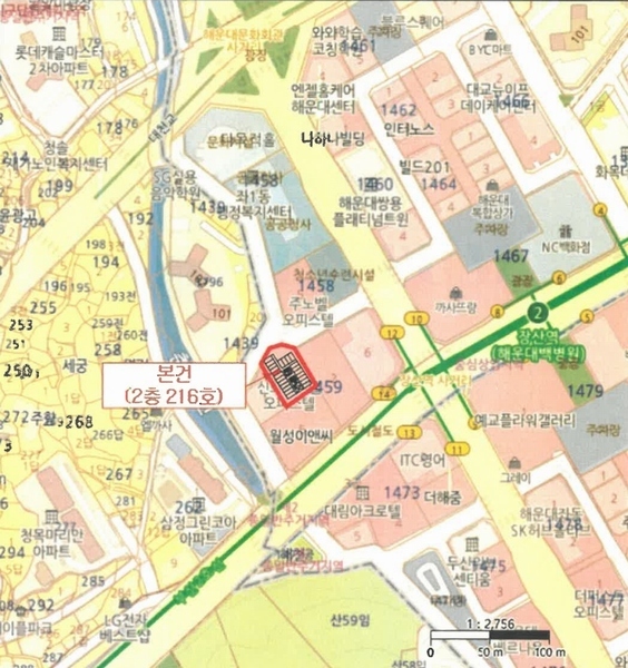 2025타경100 부산광역시 해운대구 해운대로781번길 16, 신화하니엘타워 2층 216호 오피스텔[계약13평형] 경매 이미지