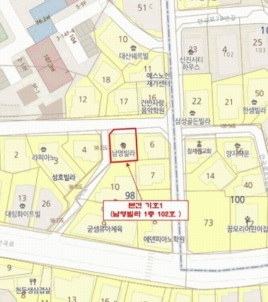 2025타경33846 경기도 부천시 소사구 안곡로 71-12, 남영빌라 1층 102호 다세대(빌라)[공급14평형] 경매 이미지
