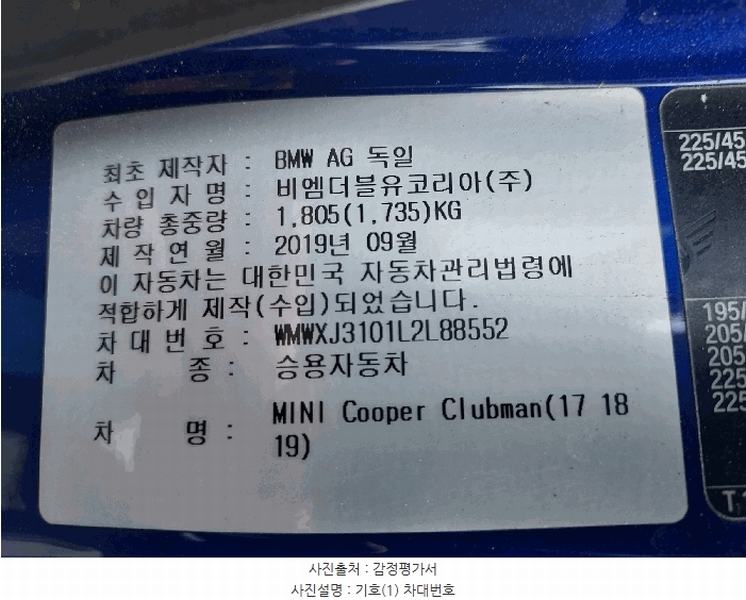 2025타경57189 경기도 화성시 서신면 상안리 351-1, 송산복합주차장내 MINI Cooper Clubman(17 18 19) 경매 이미지