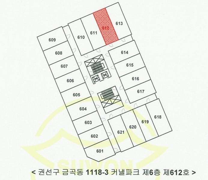 2024타경90148 경기도 수원시 권선구 금곡로196번길 15, 커낼파크 6층 612호 오피스텔[계약27평형] 경매 이미지