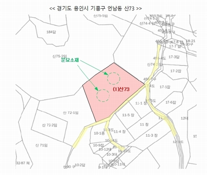 2025타경1294 경기도 용인시 기흥구 언남동 산73 임야 경매 이미지