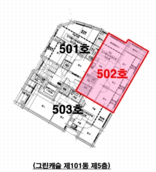 2024타경96122 경기도 용인시 기흥구 사은로 94-2, 그린캐슬 101동 5층 502호 다세대(빌라)[공급16평형] 경매 이미지