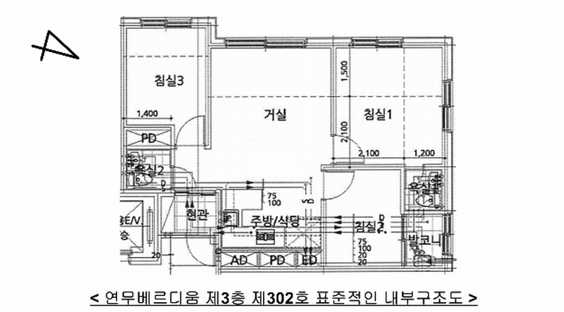 2024타경96634 경기도 수원시 장안구 월드컵로 425-11, 연무베르디움 3층 302호 다세대(빌라) 경매 이미지