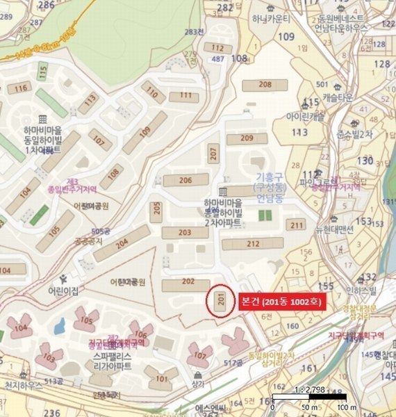 2024타경13585 경기도 용인시 기흥구 언남로 15, 하마비마을동일하이빌2차아파트 201동 10층 1002호 아파트[공급42평형] 경매 이미지