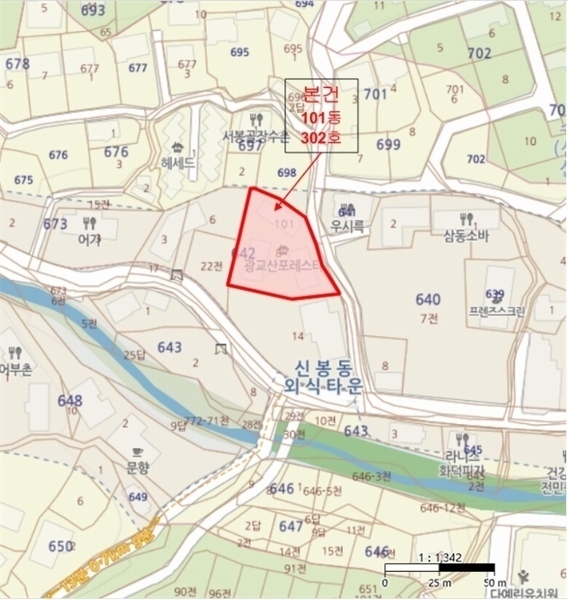 2024타경92540 경기도 용인시 수지구 신봉1로344번길 7, 광교산포레스타 101동 3층 302호 다세대(빌라)[공급34평형] 경매 이미지