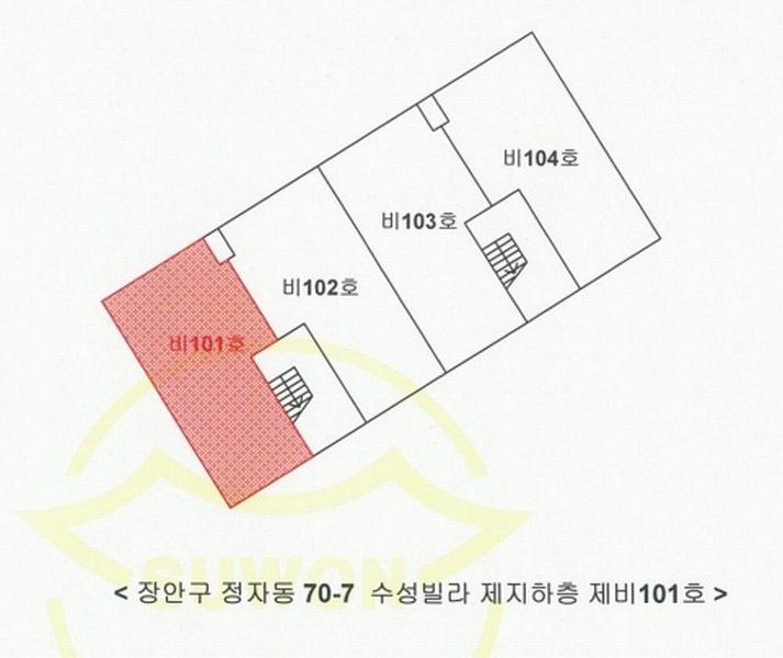 2024타경63313 경기도 수원시 장안구 장안로90번길 22-10, 수성빌라 지하층 비101호 다세대(빌라)[공급12평형] 경매 이미지