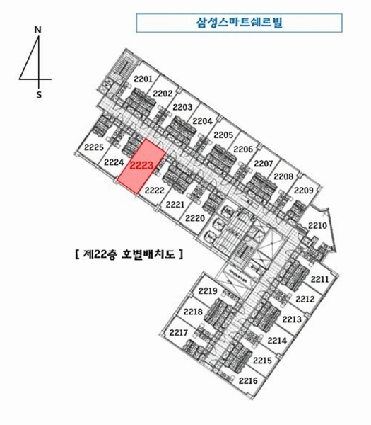 2024타경95525 경기도 화성시 노작로 207, 삼성스마트쉐르빌 22층 2223호 오피스텔[계약19평형] 경매 이미지