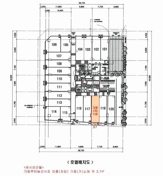 2024타경83515 경기도 화성시 동탄감배산로 124-6, 이너매스여울숲 1층 118호 근린상가 경매 이미지