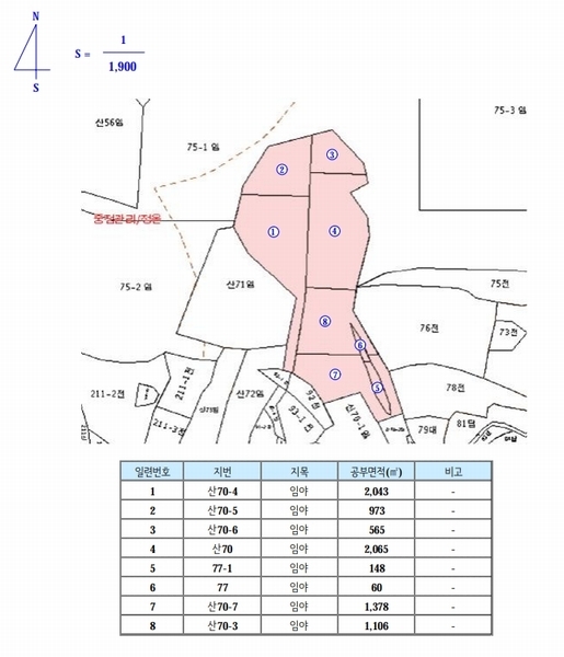 2024타경80431 경기도 화성시 서신면 송교리 산70-4 임야 경매 이미지