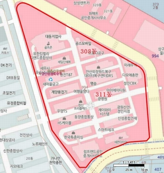 2025타경531 경기도 안산시 단원구 풍전로 37-9, 트리플렉스 에이단지 311동 3층 316호 오피스텔 경매 이미지