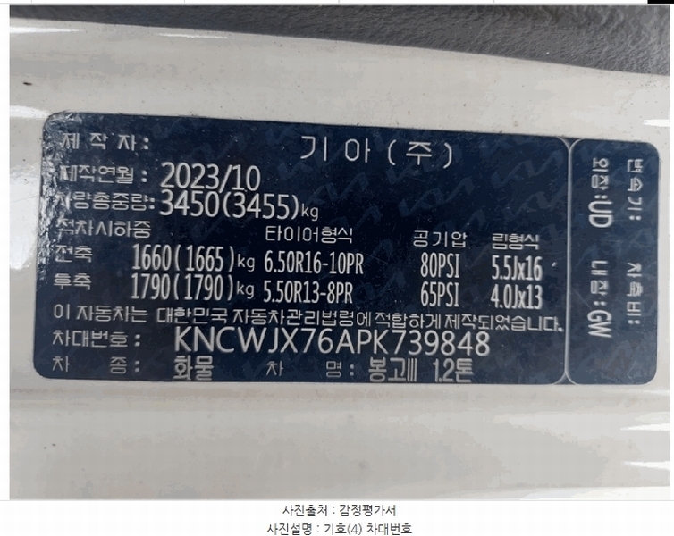 2025타경58203 경기도 화성시 만세구 서신면 상안리 351-1, 송산복합주차장 봉고Ⅲ 1.2톤 경매 이미지