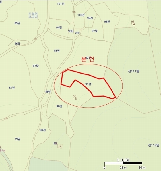 2025타경52049 경기도 광주시 도척면 추곡리 91 농지 경매 이미지