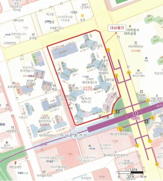 2024타경3154 경기도 하남시 미사강변동로 95, 힐스테이트미사역그랑파사쥬(12-1블럭) 지층 비1063호 근린상가 경매 이미지