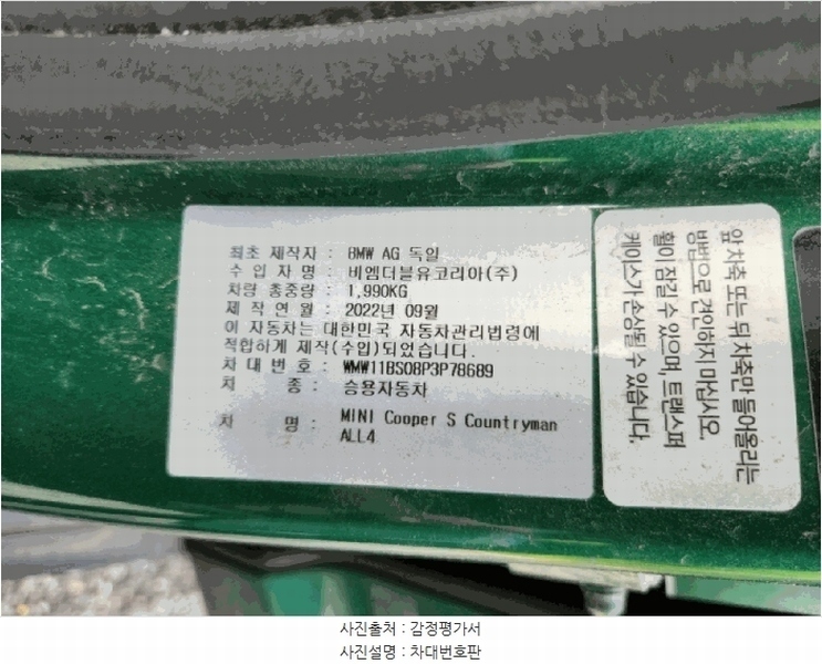 2025타경52579 경기도 광주시 도척면 진우리 844-14 MINI Cooper S Countryman ALL4 경매 이미지