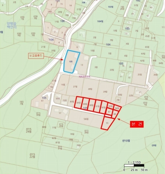 2024타경41739 경기도 양평군 양평읍 백안리 105-55 대지 경매 이미지