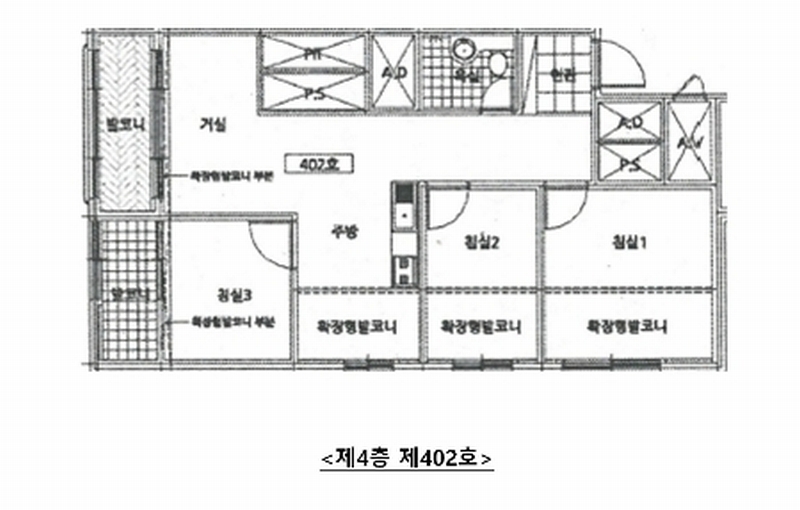 2024타경47334 경기도 평택시 평택5로34번길 65, 트윈캐슬2 4층 402호 다세대(빌라)[공급16평형] 경매 이미지