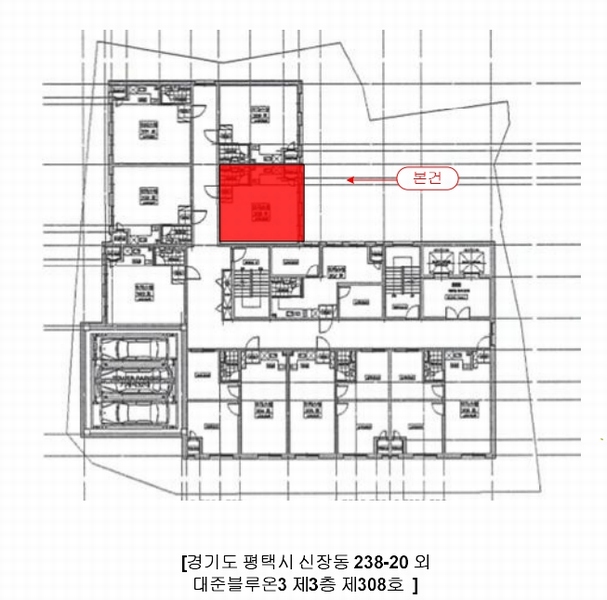 2024타경50941 경기도 평택시 탄현로 267-4, 대준블루온3 3층 308호 오피스텔[계약19평형] 경매 이미지