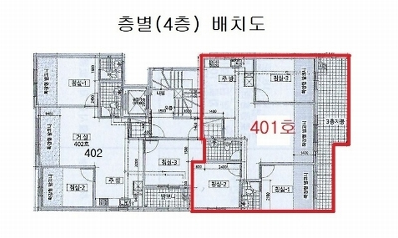 2024타경52381 경기도 평택시 평택5로34번길 51, 뉴현대팰리스 4층 401호 다세대(빌라)[공급22평형] 경매 이미지