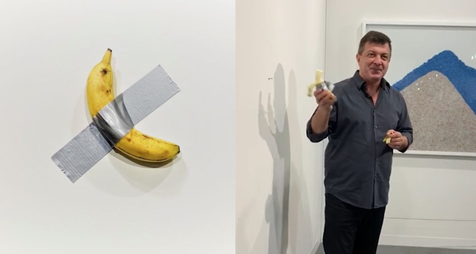 1억 짜리 예술작품 '바나나' 먹은 행위 예술가... "배고파서"
